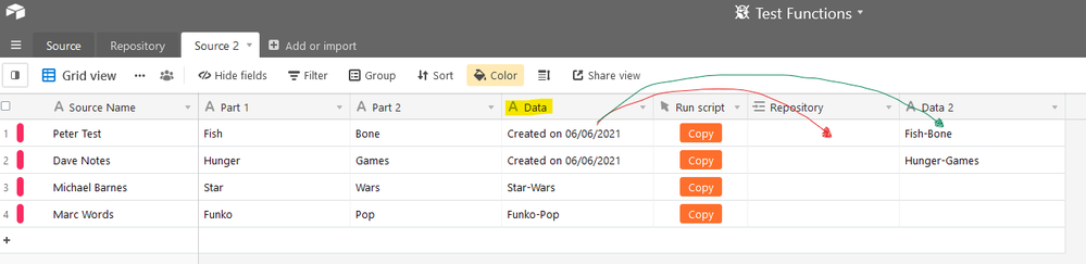 Source Table with Single Text