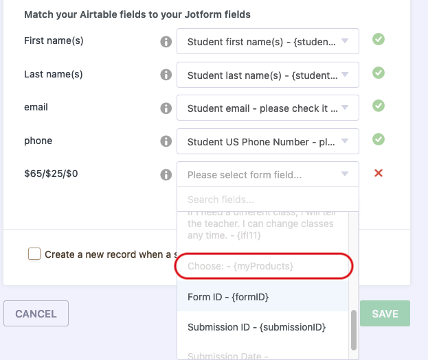 Jotform - AT integration