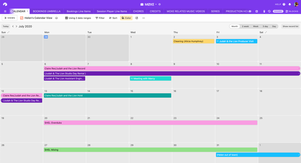 Airtable Calendar View