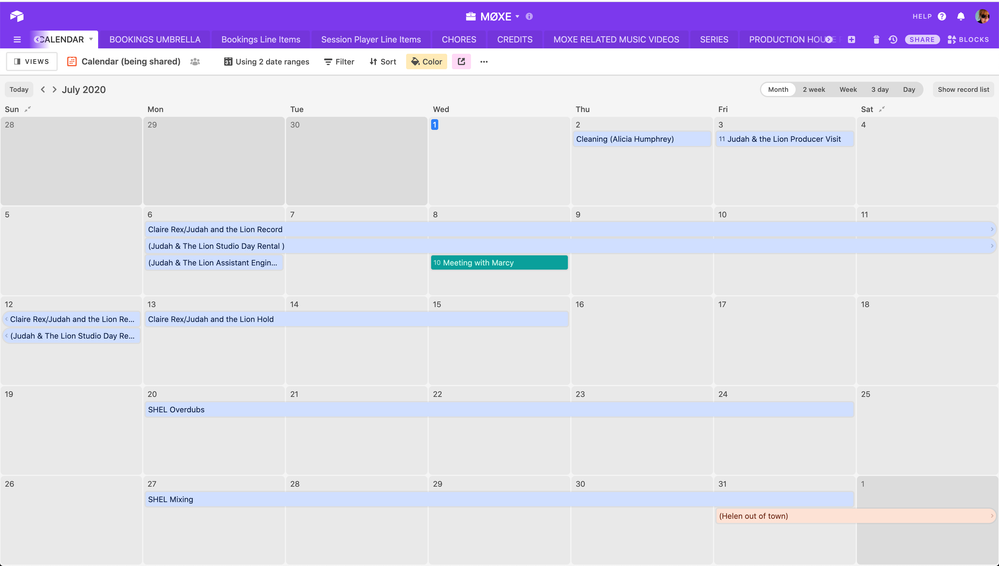 Airtable Calendar view (Shared view)