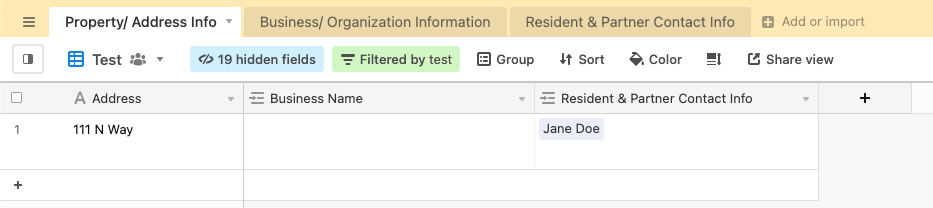 Address info table view