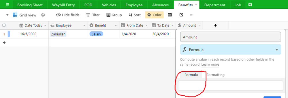 Salary Tab