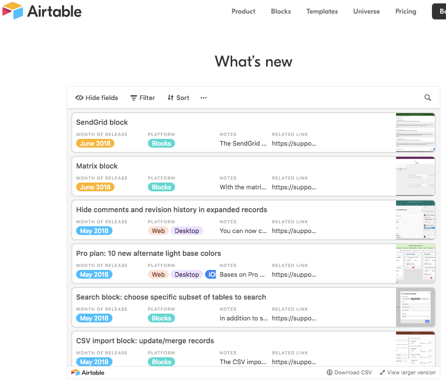What&amp;#39;s new - Airtable.png