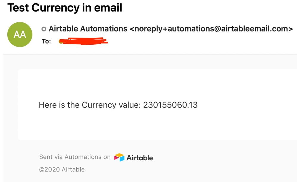 Currency in Email