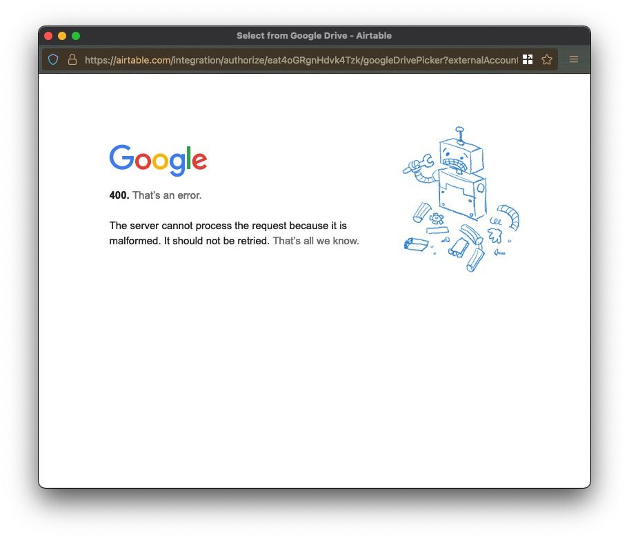 Google Login Error Screen2
