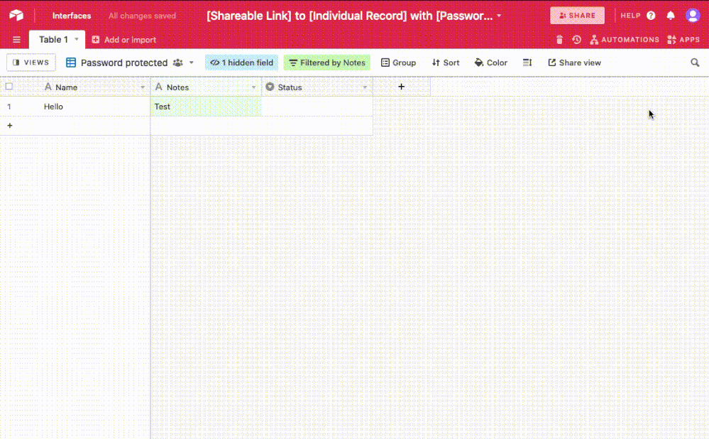 password protected view