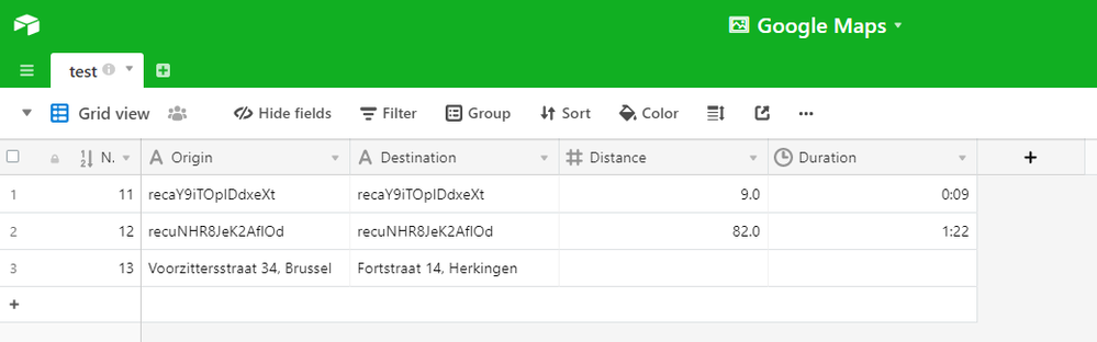 AirTable and distance issue