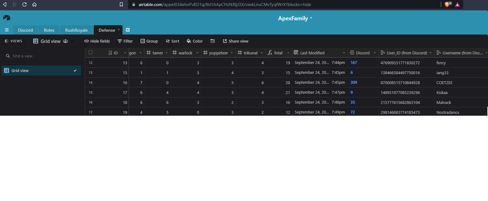 airtable defense table