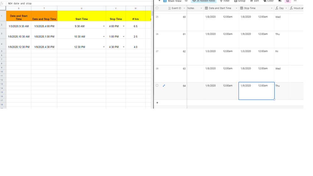 google vs airtable date and time