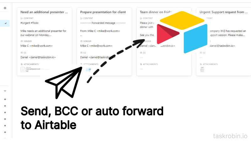 Forward, BCC, or auto forward your email to save them in Airtable