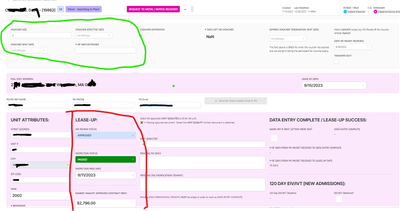 In this screenshot the user did not mark that they issued a voucher (green outline), but they did mark that they went ahead and scheduled and inspection, which is premature.