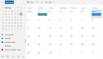 Outlook post import calendar view