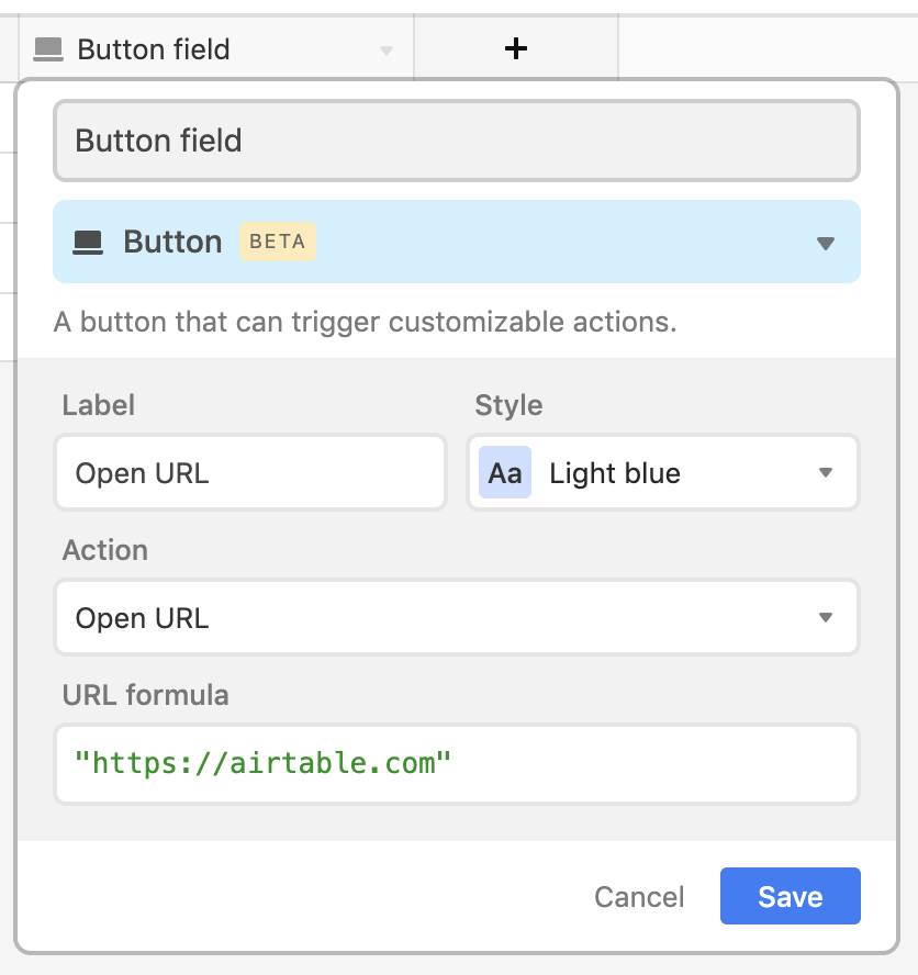 Button field settings