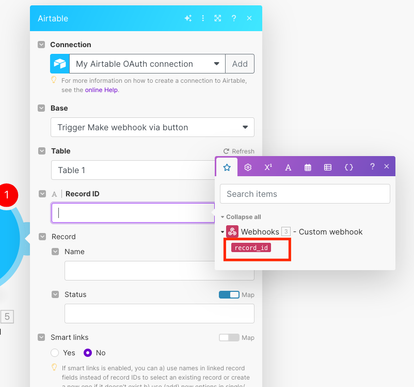 Selecting the "record_id" value from the URL parameters