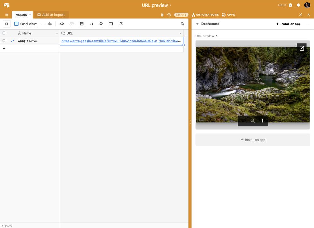 Previewing a Google Drive image from the URL preview app