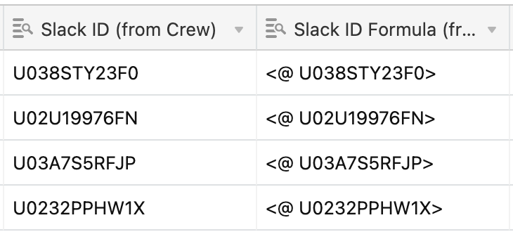 This is my current list of ids in the database.