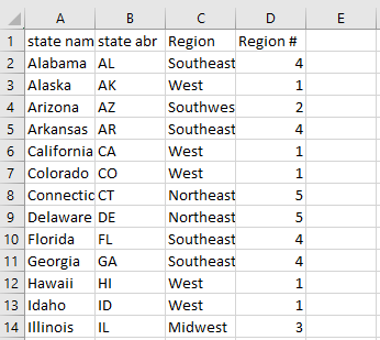 States &amp; Regions Screenshot